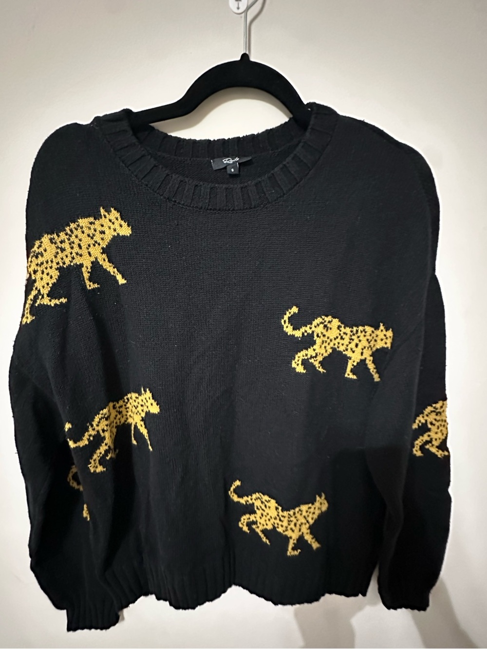 Rails Black Jungle Cat Cashmere Blend Sweater